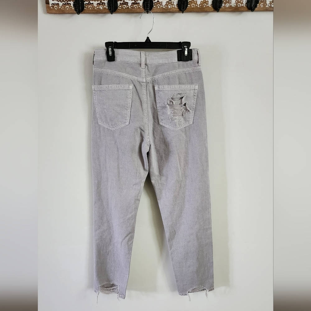 American Eagle Distressed Mom Jean Womens 6 Gray Boho Grunge Festival - Picture 4 of 9